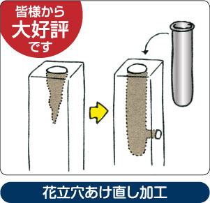 花立穴あけ直し加工